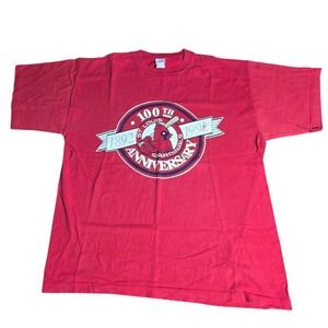 Vintage Logo 7 St Louis Cardinals 100th Anniversary Shirt 1892-1992 Red Mens L